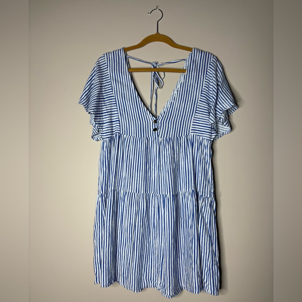Zara Blue and White Tiered‎ Dress, Junior Size 4. Boho Hippy